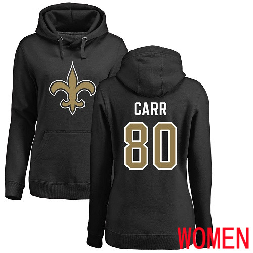 New Orleans Saints Black Women Austin Carr Name and Number Logo NFL Football #80 Pullover Hoodie Sweatshirts